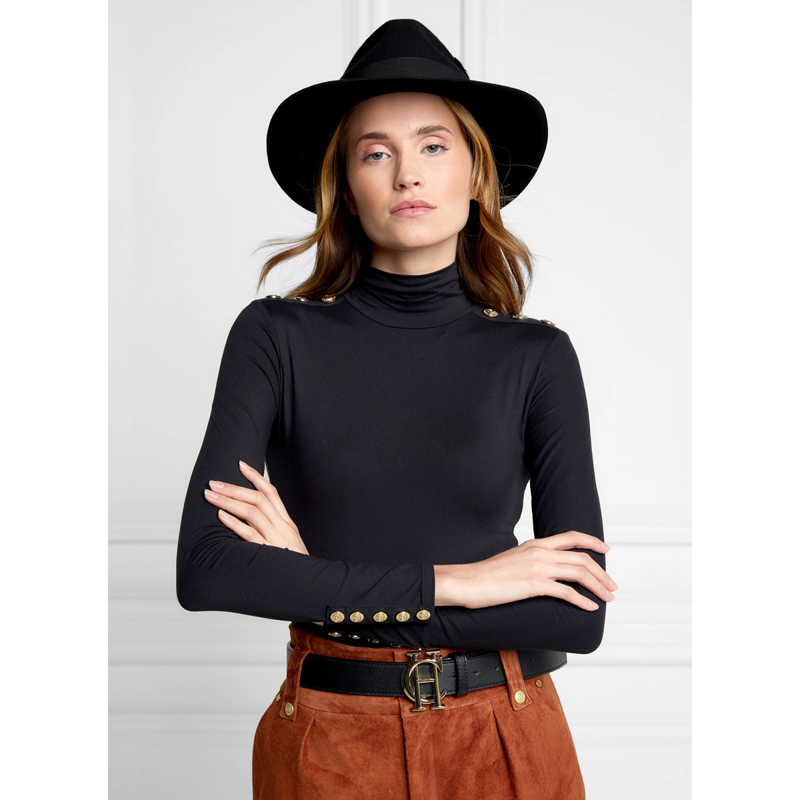 Holland Cooper Trilby Hat Gold Feather - Black-3